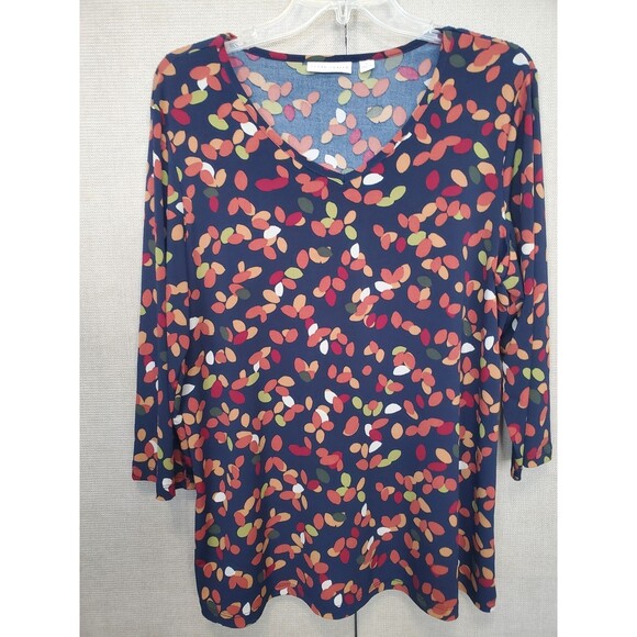 Susan Graver LiquidKnit Geo Print V-Neck 3/4 Sleeve Tunic Size Large A225581 - Picture 1 of 6